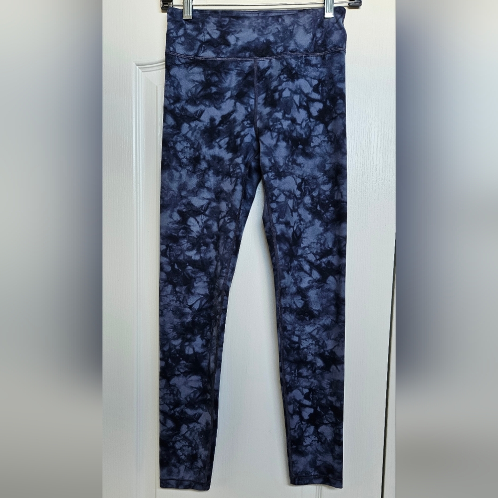 Athleta Girl High Rise Chit Chat Tights Leggings Blue Tie Dye Pattern Size XL 14